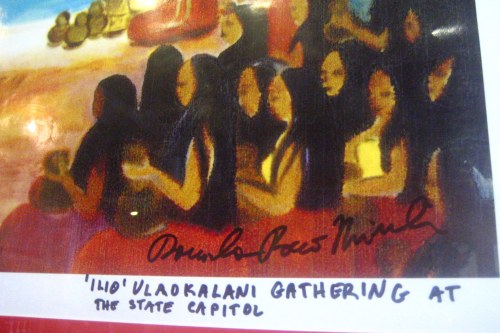 Painting of \'Ilio\'ulaokalani Gathering at State Capitol